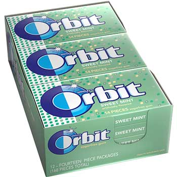 Orbit Sweet Mint Sugarfree Gum, 14/PK, 12 PK/BX