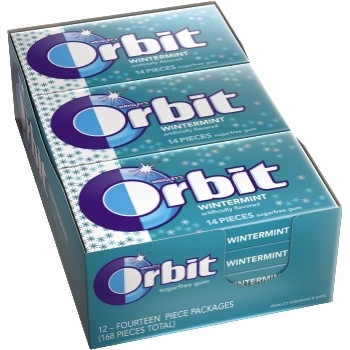 Orbit Wintermint Sugarfree Gum, 14/PK, 12 PK/BX