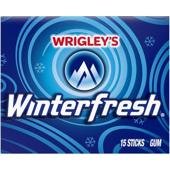 Wrigley&#39;s Winterfresh Chewing Gum, Single Pack, 15 Pieces/Pack, 12/Box
