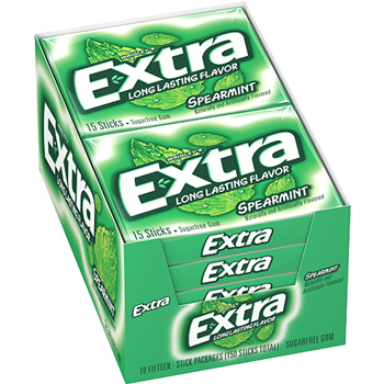 Extra Sugarfree Gum, Spearmint, 120/CS
