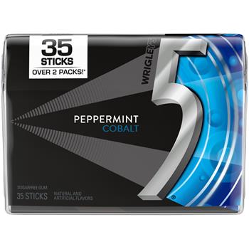 5 Peppermint Cobalt Sugar Free Chewing Gum, 35 Pieces/Pack, 8/Box