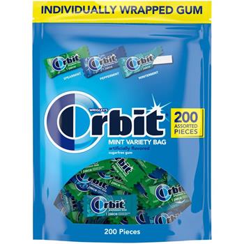 Orbit Assorted Mint Variety Sugar Free Gum Bag, 13.4 oz, 200/Bag