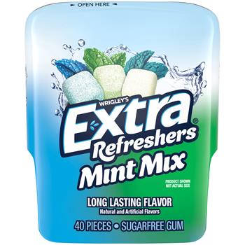 Extra Refreshers Mint Mix Sugar Free Chewing Gum, 40 Pieces/Bottle, 4/Box