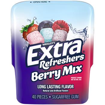 Extra Refreshers Berry Mix Sugar Free Chewing Gum, 40 Pieces/Bottle, 4/Box