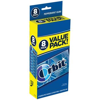Orbit Peppermint Sugar Free Chewing Gum Value Pack, 8/Pack, 6/PacksCase