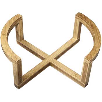 Wilmax Bowl Stand, 8 3/4&quot; x 4&quot;, Cross-Shaped Base, Natural Bamboo, 6/PK
