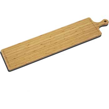 Wilmax Serving Board, 34 5/16&quot; x 7 15/16&quot;, Rectangular, Long, With Handle, Natural Bamboo, 2/PK
