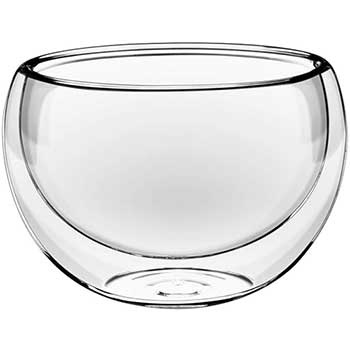 Wilmax Thermo Bowl, 1 3/4 oz., 1 3/4&quot; dia. x 1 1/2&quot; H, Double Walled, Tempered, Borosilicate Glass, Clear, 6/PK