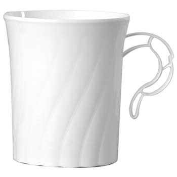 WNA Classicware Coffee Mugs, 8 oz, Plastic, White, 192/Carton