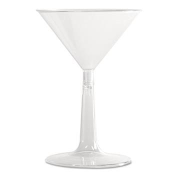WNA Comet Plastic Martini Glasses, 6 oz., Clear, Two-Piece Construction, 12/Pack