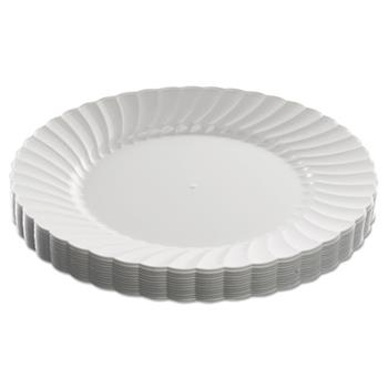 WNA Classicware Round Dinner Plates, Plastic, 9&quot;, White, 12 Plates/Pack