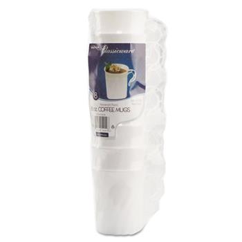 WNA Classicware Plastic Coffee Mugs, 8 oz., White, 8/Pack