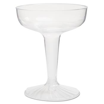 WNA Comet Plastic Champagne Glasses, 4 oz., Clear, Two-Piece Construction, 500/CT
