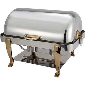 Winco Vintage 8qt Full-size Chafer, S/S, Gold Accent, Extra Heavyweight
