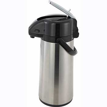 Winco 3L Glass Lined Airpot with Lever Top, Stainless Steel Body
