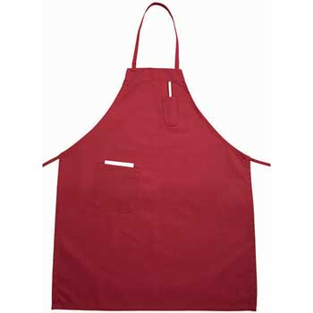Winco Full Length Bib Apron with Pocket, Red