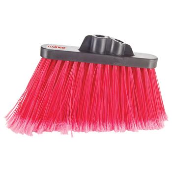 Winco Angled Medium Duty Broom Head, Flagged, Red/Gray