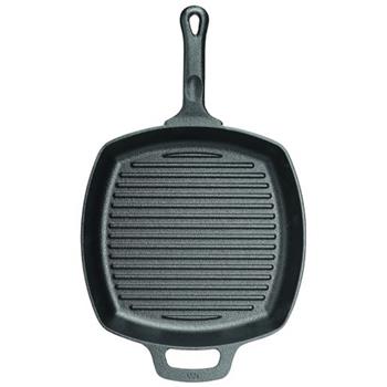 Winco FireIron Square Cast Iron Pre-Seasoned Induction Grill Pan, Square, 10-1/2&quot;W x 10-1/2&quot;D