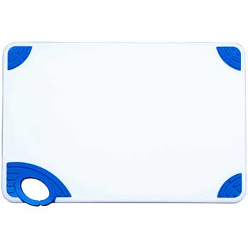 Winco Statik Cutting Board, 12&quot; L x 18&quot; W x 0.5&quot; H, Plastic, White/Blue