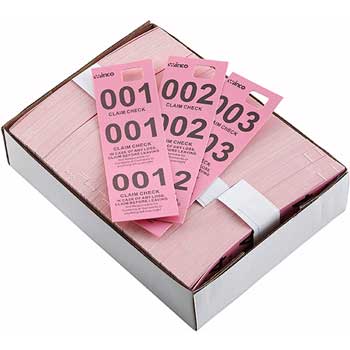 Winco Pink Coat Check Tickets, 500/BX
