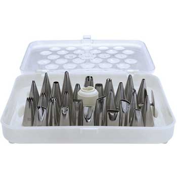 Winco Stainless Steel Cake Decorating Set, 26 Tips