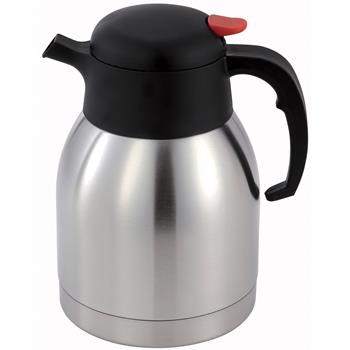 Winco Insulated Carafe, 1.5 Liter, Stainless Steel/Black