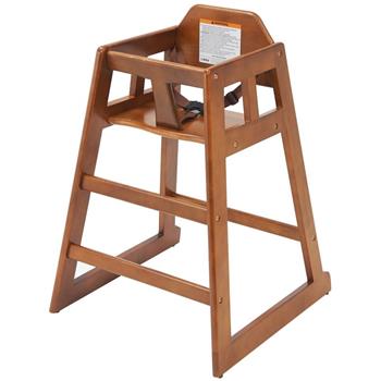 Winco Wood High Chair, 20 1/8&quot;W x 19-3/8&quot;D x 29-1/4&quot;H, Unassembled, Walnut Finish