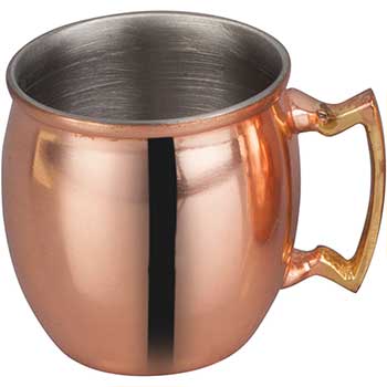 Winco Mini Moscow Mule Mug, Smooth, Copper-Plated, Brass Handle, 2 oz.