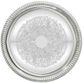 Winco Serving Tray, Round, 14&quot;, Chrome Plated