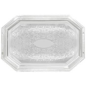Winco Serving Tray, Octagonal 14&quot; x 20&quot;, Chrome Plated