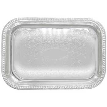 Winco Serving Tray, Oblong 18&quot;, Chrome Plated