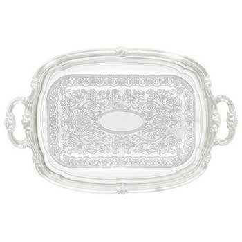 Winco Serving Tray with Handles, Chrome, Oblong, 19&quot; x 12&quot;, Chrome