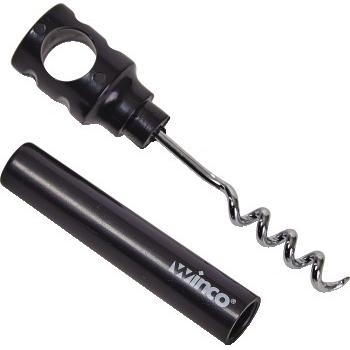 Winco Corkscrew, Black Plastic Handle, 2/PK