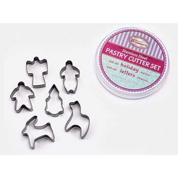 Winco Stainless Steel Cookie Cutter Set, Holiday, 6 Pieces