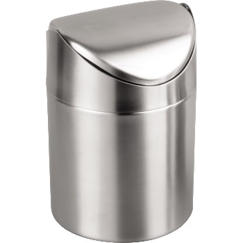 Winco Mini Swing-Lid Waste Can, 4 3/4&quot; x 6&quot;, Stainless Steel