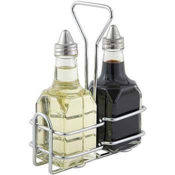 Winco Chrome Plated Wire Holders with Two 6 oz. Bottles