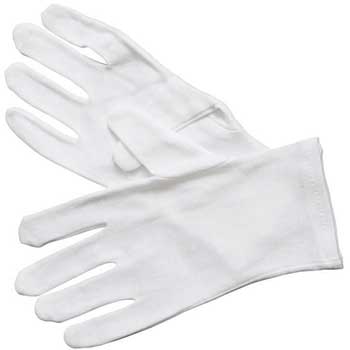Winco Service Gloves, White Cotton, Medium