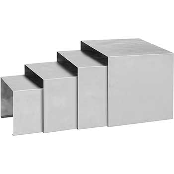 Winco Stainless Steel Premium Display Riser Set, 4 Pieces