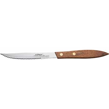 Winco Steak Knives, 4-3/8&quot; Blade, Wooden Handle, Dozen