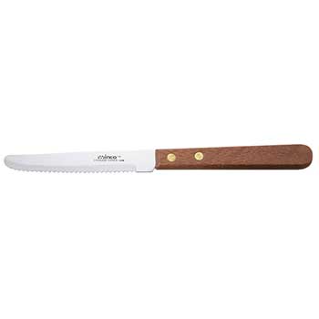 Winco Steak Knives, 4-1/2&quot; Blade, Wooden Hdl, Round Tip