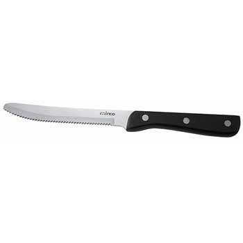 Winco Jumbo Steak Knives, 5&quot; Blade, Triple Riveted, Full Tang Forged Blade, Dozen