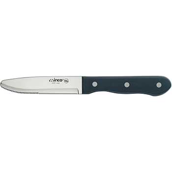 Winco Jumbo Steak Knives, 4 3/4&quot; Blade, Round Tip, Solid POM Handle, 6/Pack