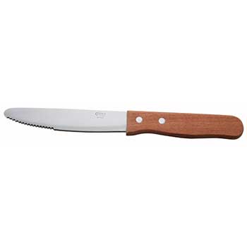 Winco Jumbo Steak Knives, 5&quot; Blade, Wooden Hdl, Round Tip