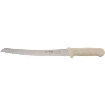 Winco&#174; 9-1/2&quot; Bread Knife, White PP Hdl, Curved