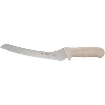 Winco 9&quot; Bread Knife, White PP Hdl, Offset