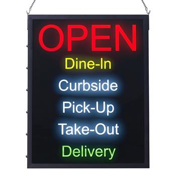 Winco All-in-One LED OPEN Sign, 27.56&quot; x 19.69&quot;, Red/Blue/Yellow/Green Graphics