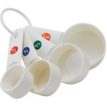 Winco White Plastic Measuring Cup Set, 4 Pieces