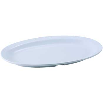 Winco 11 1/2&quot; x 8&quot; Melamine Oval Platters, Narrow Rim, White