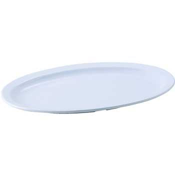 Winco 13&quot; x 8&quot; Melamine Oval Platters, Narrow Rim, White