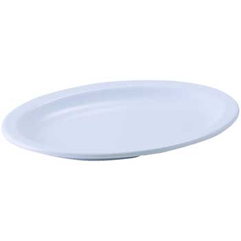 Winco 9-3/4&quot; x 6-3/4&quot; Melamine Oval Platters, Narrow Rim, White